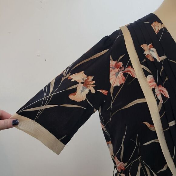 Vintage Iris Floral Faux Wrap Front Midi Dress - Picture 10 of 14